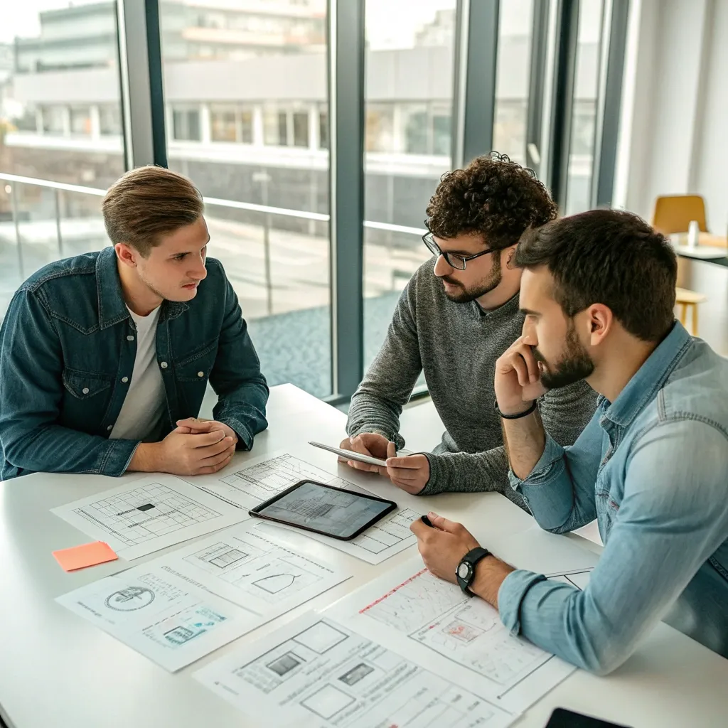 Founders discussing a design concept